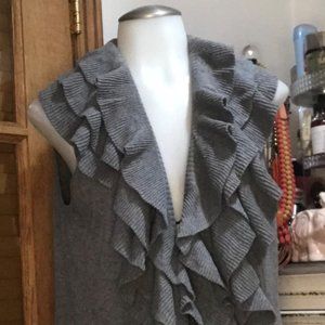Ruffled with one huck & eye closer Sweater Cardigan Vest By Cyrus Size L